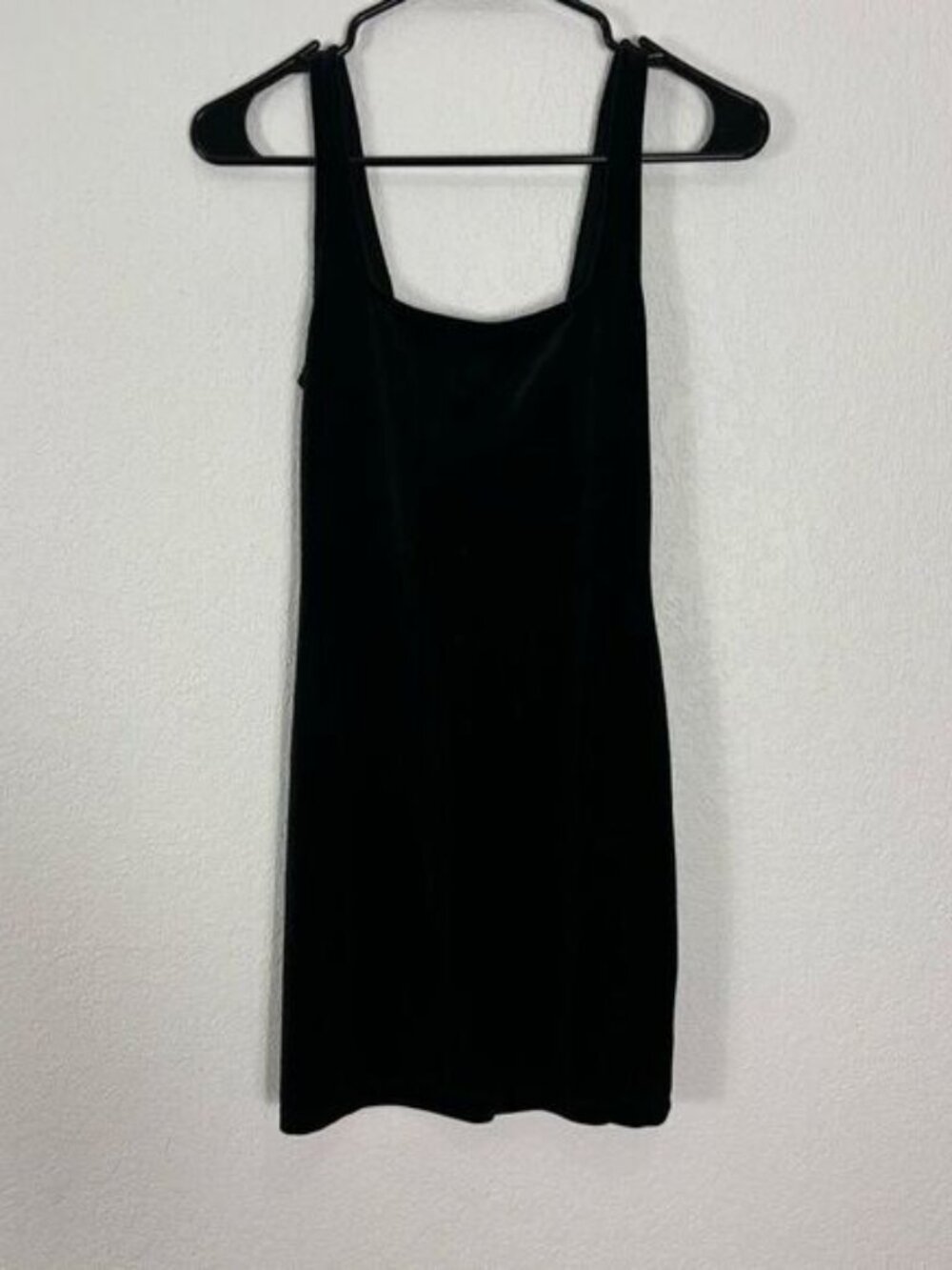 Urban Outfitters Black Velour Square Neckline Mini Dress